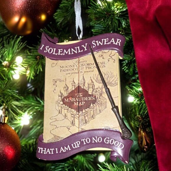 New Hallmark Harry Potter Marauder's Map with Wand Christmas Tree Ornament - Picture 2 of 2